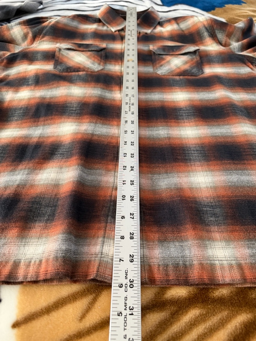 Kuhl Medium Brown, Orange & Black Plaid Flannel Shirt - Picture 9 of 13